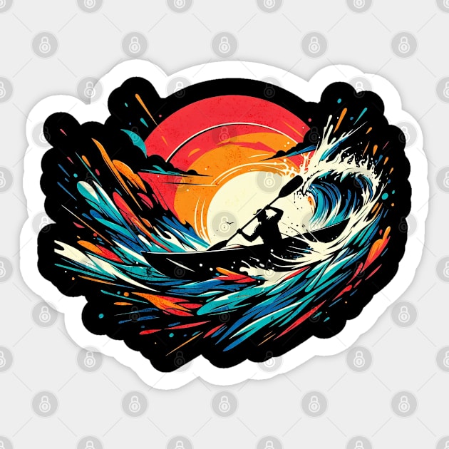 Wild Water Kayaking Vintage Design Sticker by Miami Neon Designs